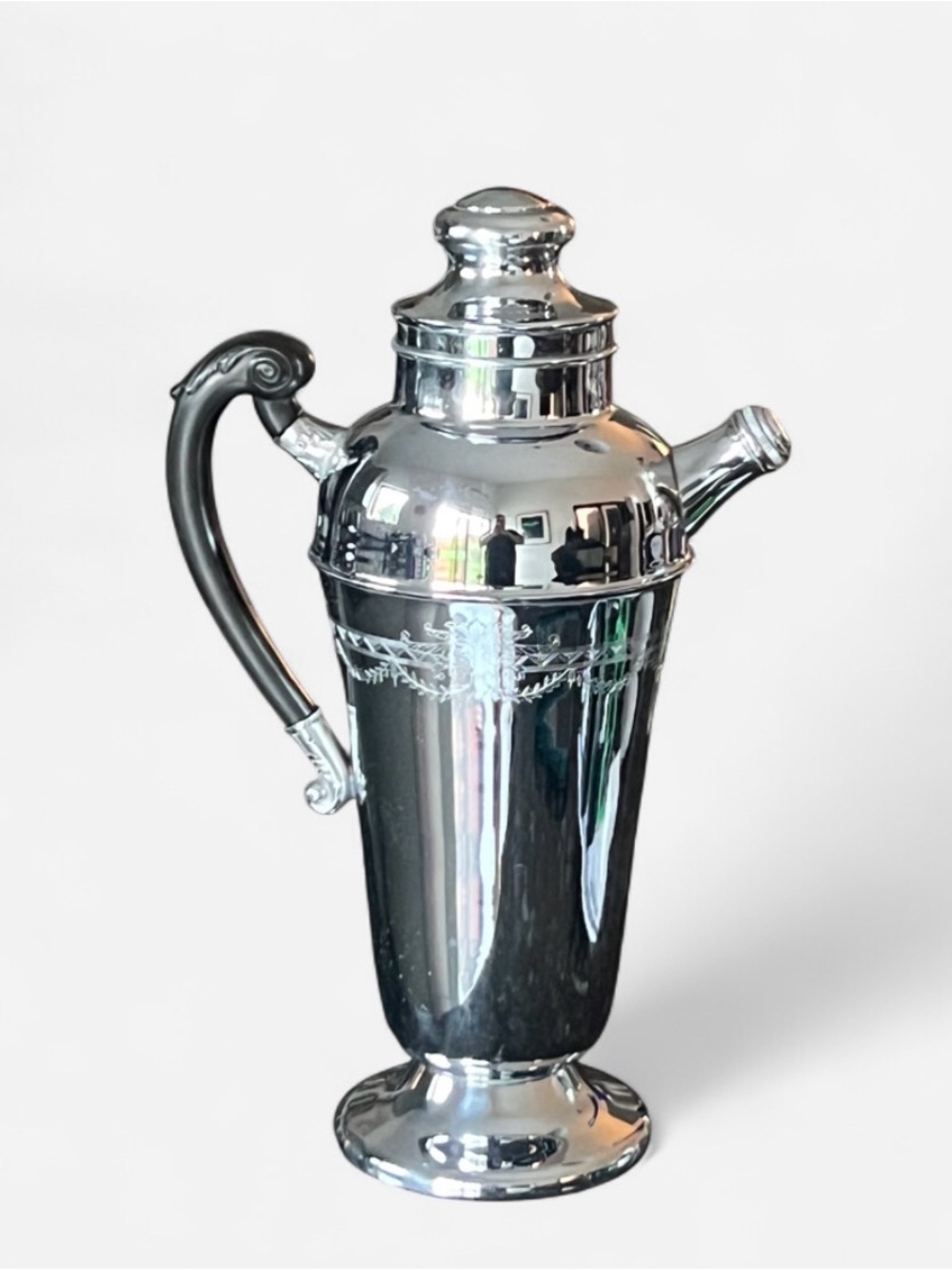 1940’s Art Deco Lehman Bros Chromium Cocktail Shaker Pitcher Bakelite handle